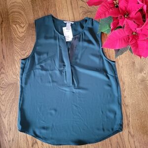 H&M Dark Green Sleeveless Blouse, NWT, Size 10
